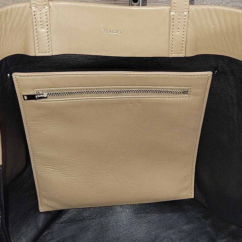 Theory Taupe Soft Leather Tote Bag
